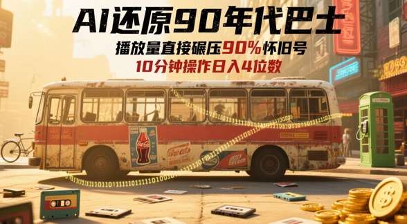 AI还原90年代巴士，一帧就让70后泪崩，播放量直接碾压90%怀旧号，每天操作十分钟，日入四位数-千寻创业网