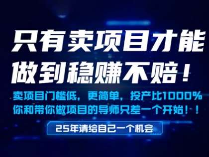 只有卖项目才能做到稳挣不赔，门槛低，更简单，你也可以年入百个W【揭秘】-千寻创业网