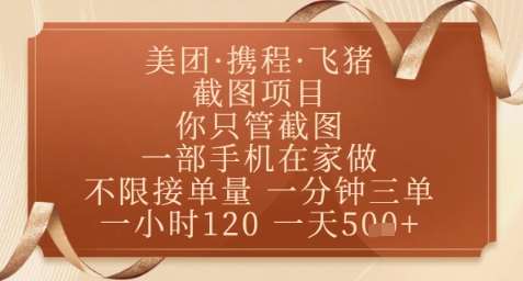 飞猪美团截图项目，你只管截图，一部手机在家做，正规平台无套路，一天5张+【揭秘】-千寻创业网