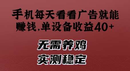 手机每天看看广告就能挣钱，单设备收益40+，无需养鸡，实测稳定【揭秘】-千寻创业网