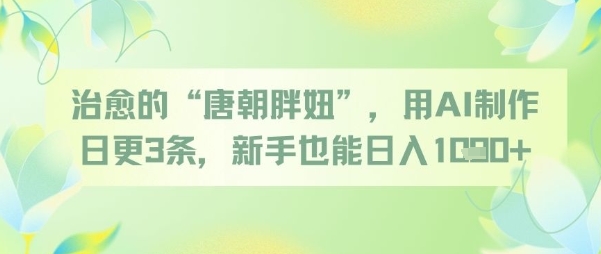治愈的“唐朝胖妞”，用AI制作日更3条，新手也能日入多张-千寻创业网