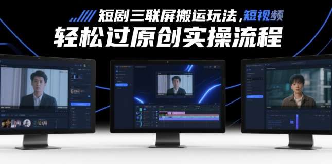 短剧三联屏搬运玩法，短剧搬运轻松过原创实操流程-千寻创业网