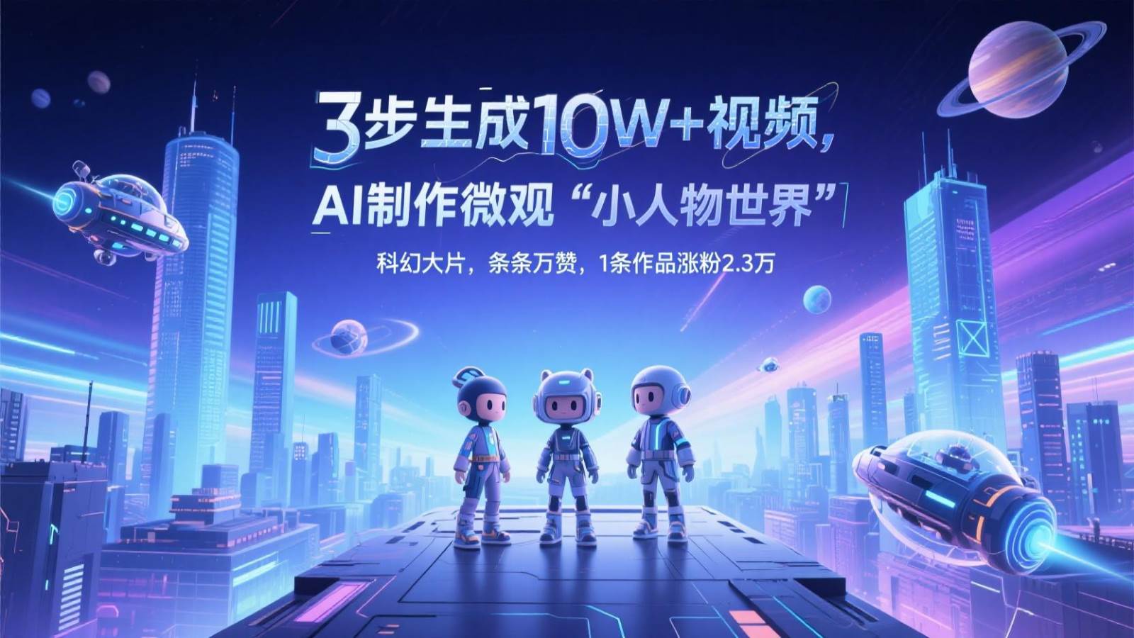 三步生成10W+视频，AI制作微观“小人物世界”科幻大片，条条万赞，1条作品涨粉2.3万-千寻创业网