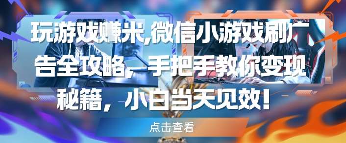 玩游戏挣米，微信小游戏刷广告全攻略，手把手教你变现秘籍，小白当天见效-千寻创业网