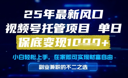 25年最新风口，视频号托管项目，单日保底变现1k+，手把手教学【揭秘】-千寻创业网