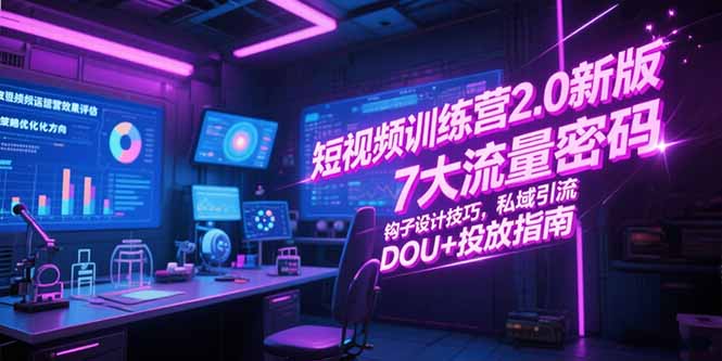 （15255期）短视频训练营2.0新版，7大流量密码/钩子设计技巧/私域引流/DOU+投放指南-千寻创业网