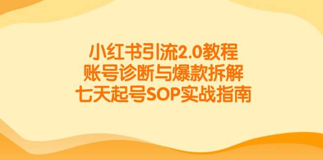 小红书引流2.0教程，账号诊断与爆款拆解，七天起号SOP实战指南-千寻创业网