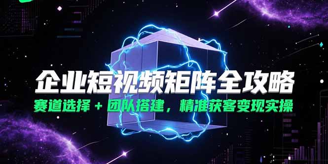 （15242期）企业短视频矩阵全攻略，赛道选择+团队搭建，精准获客变现实操-千寻创业网