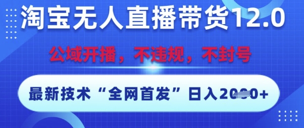淘宝无人直播带货12.0，最新技术，不封号，不违规，操作简单，开播爆单，日入多张【揭秘】-千寻创业网