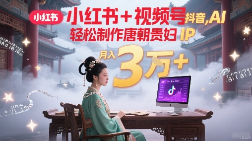 小红书+视频号+抖音，AI轻松制作唐朝贵妇IP，每天30分钟，轻松产出N条，月入3W+-千寻创业网