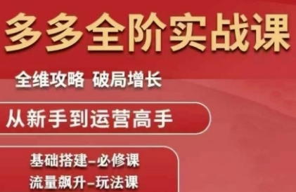 拼多多全阶实战课程，全维攻略，破局增长，从新手到运营高手-千寻创业网