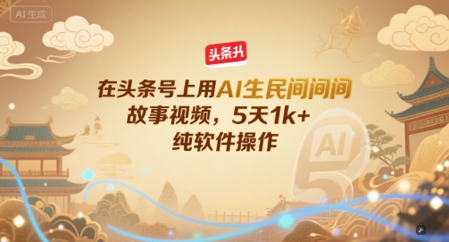 在头条号上用AI生民间故事视频，5天1k+，纯软件操作-千寻创业网