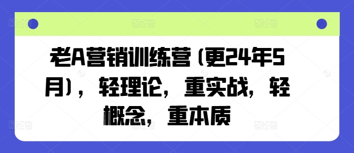 老A营销训练营(更25年6月)，轻理论，重实战，轻概念，重本质-千寻创业网
