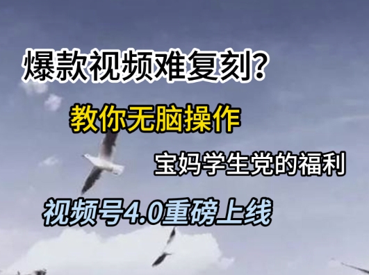 视频号4.0重磅上线，爆款视频难复刻？教你无脑操作宝妈学生党的福利【揭秘】-千寻创业网