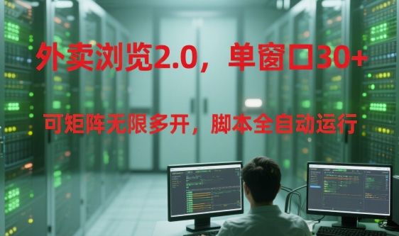 外卖浏览2.0，单窗口30+可矩阵无限多开，脚本全自动运行【揭秘】-千寻创业网