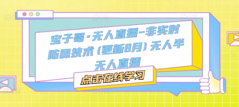 宝子哥·无人直播-非实时防风技术(更新25年6月)无人半无人直播-千寻创业网