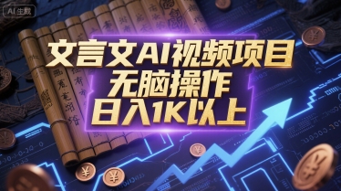 文言文AI视频项目，无脑操作，日入1K以上-千寻创业网
