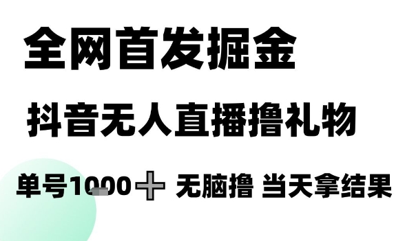 全网首发掘金抖音无人直播撸礼物，单号1k +无脑撸，当天拿结果【揭秘】-千寻创业网