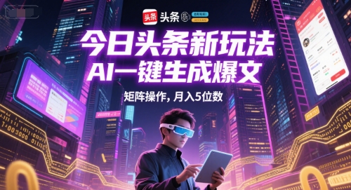 今日头条新玩法，AI一键生成爆文，矩阵操作，月入5位数-千寻创业网