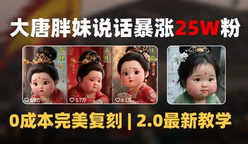 AI大唐胖贵妃说话2.0，40条视频暴涨40w粉，附独家变现攻略-千寻创业网