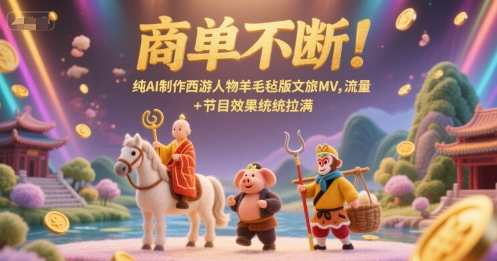 商单不断！纯AI制作西游人物羊毛毡版文旅MV，流量+节目效果统统拉满-千寻创业网