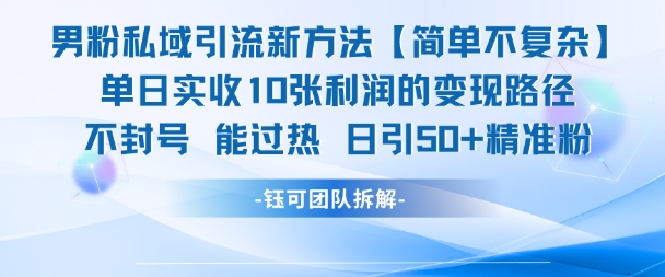 男粉私域引流新方法，单日收10张利润，日引流50+精准粉-千寻创业网