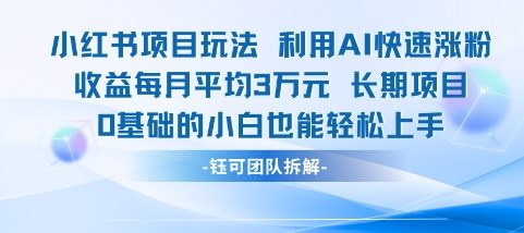 适合小白操作的小红书新项目，利用AI快速涨粉，收益每月平均1W+-千寻创业网
