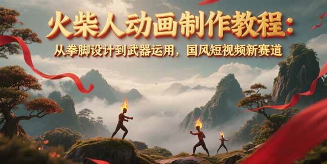 火柴人动画制作教程：从拳脚设计到武器运用，国风短视频新赛道-千寻创业网