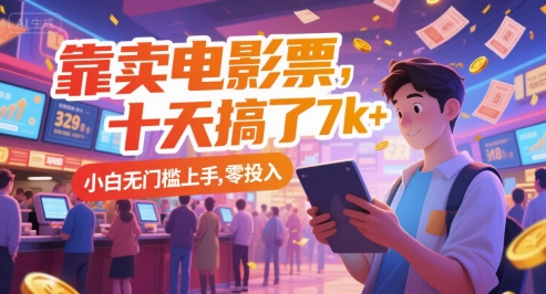 靠卖电影票，十天搞了7k+，小白无门槛上手，零投入【揭秘】-千寻创业网