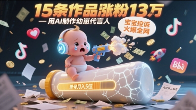 用AI制作幼崽代言人，宝宝的控诉火爆全网，15条作品涨粉13W，单号月入5位数实操教程-千寻创业网