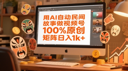 用AI自动民间故事做视频号，100%原创，矩阵日入1k+-千寻创业网