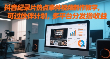 抖音纪录片热点事件视频制作教学，可过伙伴计划，多平台分发撸收益-千寻创业网