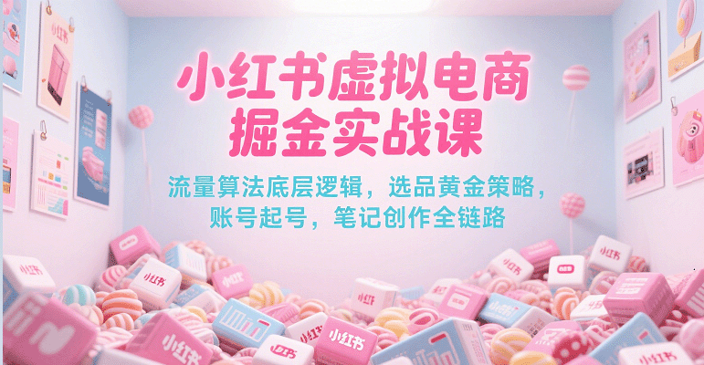 小红书虚拟电商掘金实战课，流量算法底层逻辑，选品黄金策略， 起号，笔记创作全链路-千寻创业网
