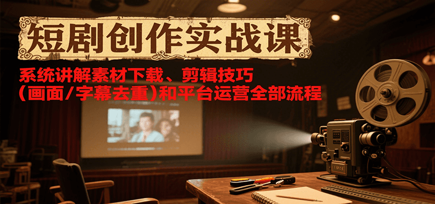短剧创作实战课，系统讲解素材下载、剪辑技巧（画面/字幕去重）和平台运营全部流程-千寻创业网
