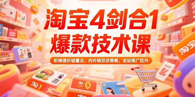（15415期）淘宝4剑合1爆款技术课73期：阶梯提价破量法，内外销双改策略 全站推广拉升-千寻创业网