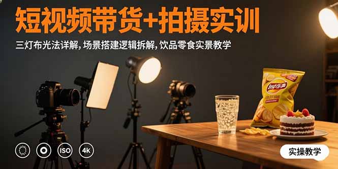 （15540期）短视频带货+拍摄实训：三灯布光法详解,场景搭建逻辑拆解,饮品零食实景教学-千寻创业网