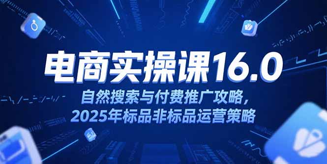 （15262期）淘宝电商运营课16.0，自然搜索与付费推广攻略，2025年标品非标品运营策略-千寻创业网