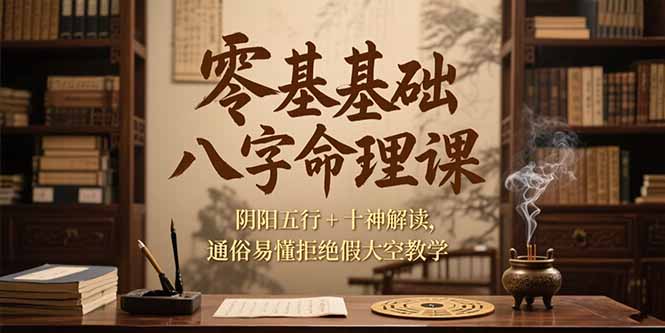 （15283期）零基础八字命理课，阴阳五行+十神解读，通俗易懂拒绝假大空教学-千寻创业网