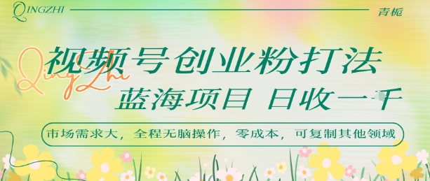 视频号创业粉打法，日入1k，蓝海项目，市场需求大，全程无脑操作，可复制-千寻创业网