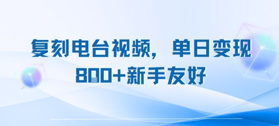 复刻电台视频，单日变现8张+新手友好，长期可做-千寻创业网