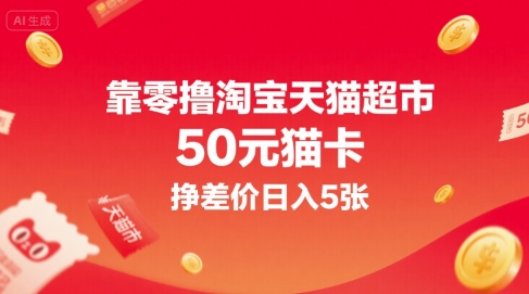 靠零撸淘宝天猫超市50元猫卡，挣差价日入5张-千寻创业网