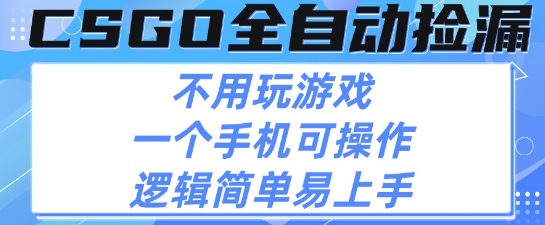 CSGO自动捡漏项目，最新独家玩法，不用挂G不用玩游戏，一个手机即可操作，新手小白轻松月入1W+【揭秘】-千寻创业网