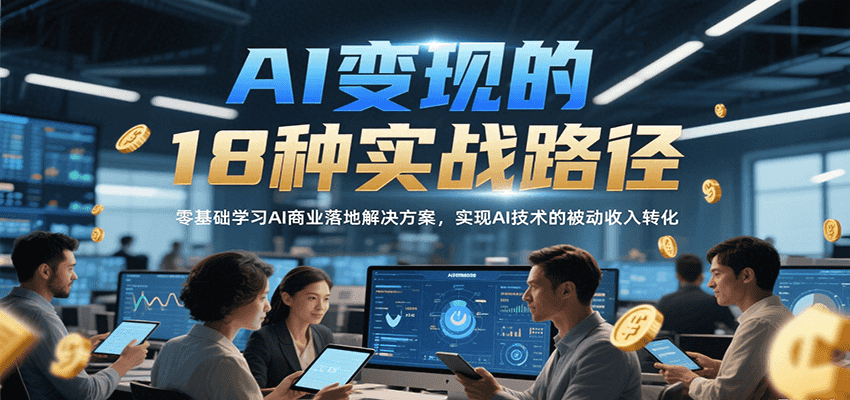 AI变现的18种实战路径，零基础学习AI商业落地解决方案，实现AI技术的被动收入转化-千寻创业网