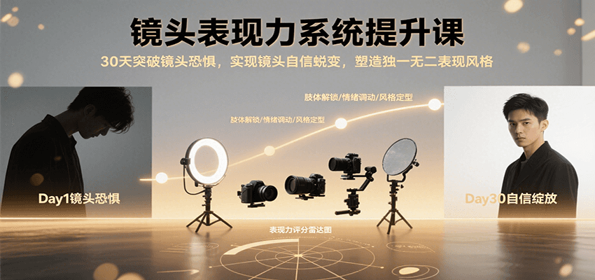 镜头表现力系统提升课，30天突破镜头恐惧实现自信蜕变，塑造独一无二表现风格-千寻创业网