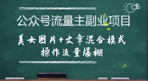 公众号流量主副业项目，美女图片+文章混合模式操作流量爆棚-千寻创业网