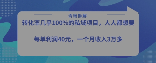 转化率最高的私域项目，每单利润40-50米，月入过1w-千寻创业网