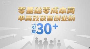 零基础零成本简单高效获客创业粉，一天引流30+-千寻创业网