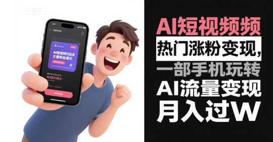 AI短视频热门涨粉变现，一部手机玩转AI流量变现，月入过W-千寻创业网