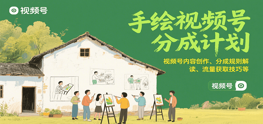 手绘视频号分成计划：视频号内容创作、分成规则解读、流量获取技巧等-千寻创业网