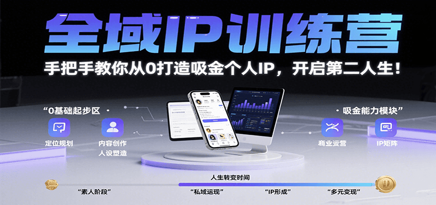 全域IP训练营，手把手教你从0打造吸金个人IP，开启第二人生！-千寻创业网